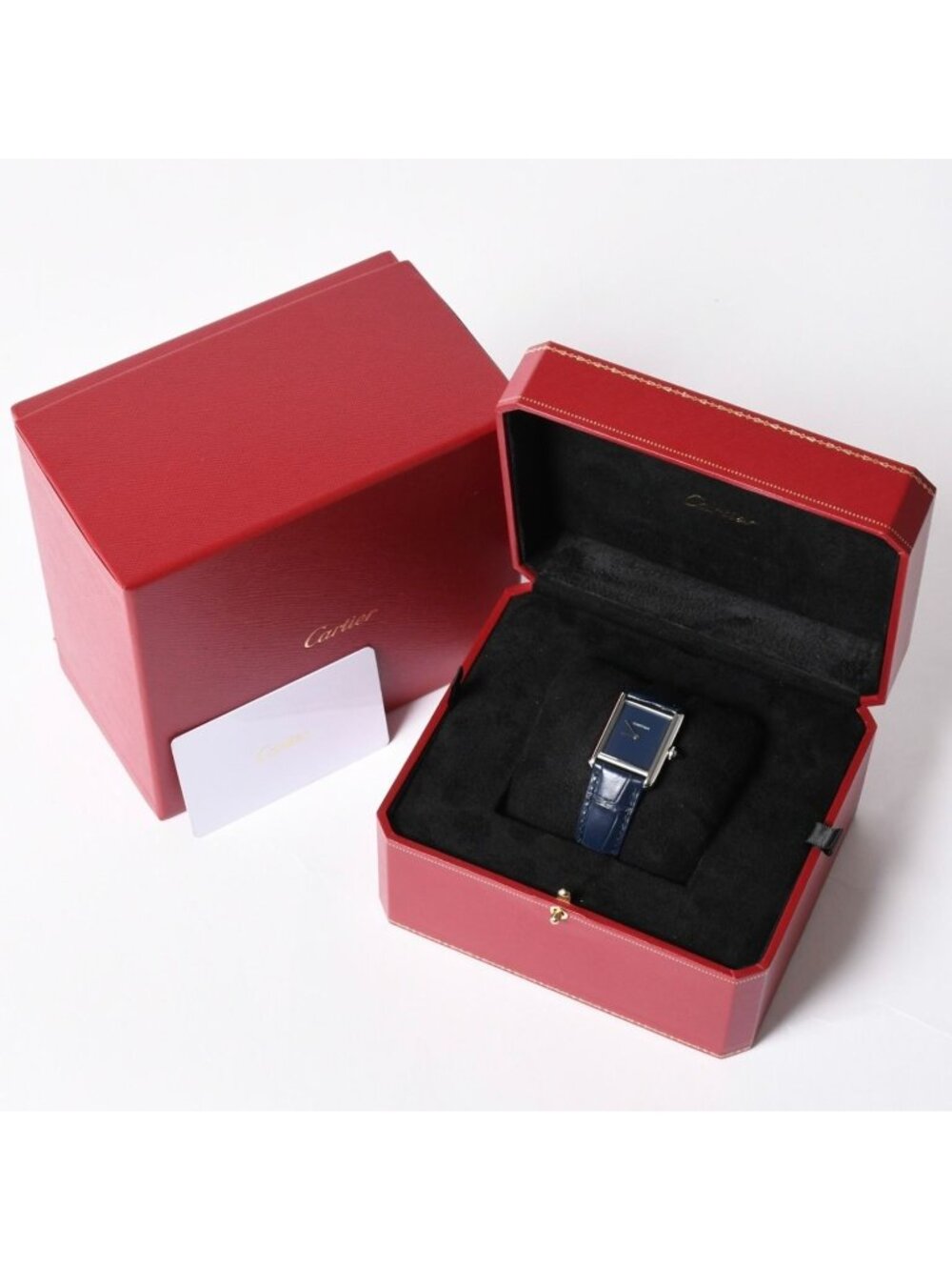 Cartier Tank Must LM Watch SS Quartz Leather Blue Dial
